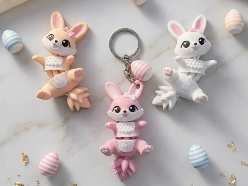 Cute Flexi Easter Bunny - Articulated Toy/Keychain
