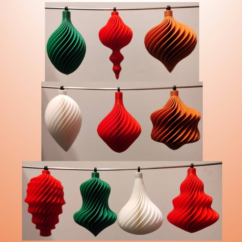 Christmas Decorations - various bauble styles - spiral twist