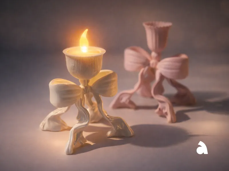 Ribbon Flame Candle Holder(Candle & Tealight)