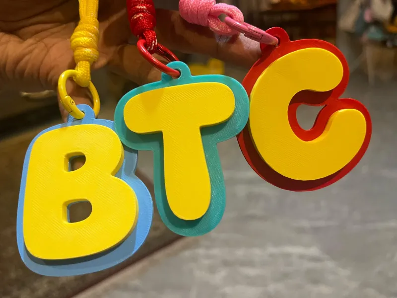 Alphabet Initials Keychain Bubble Letters