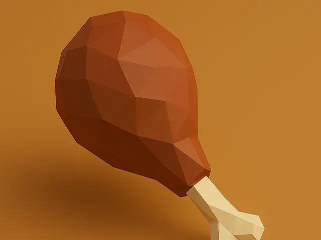 Low Poly Thanksgiving Roasted Turkey Leg