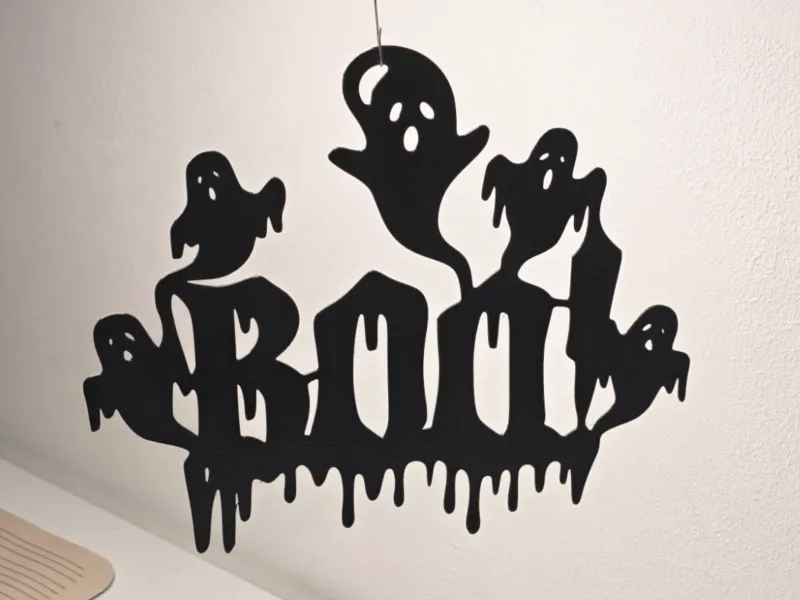 Ürkütücü "BOO!" Hayalet Tabelası – Cadılar Bayramı Dekorasyonu