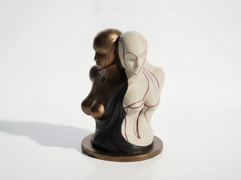 Conjoined Figures Abstract Sculpture 3D Printable