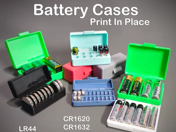 Battery Case - Print in Place, Hinged