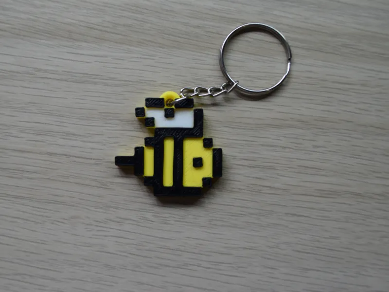 Pixel bee keychain