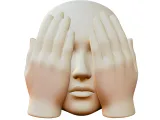 Abstract Hands Over Eyes Face Statue-0