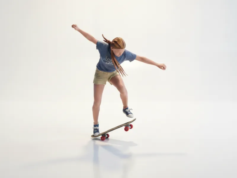 Skateboarding Lady Figurine Female Action 3D Printable