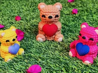 Bear Love - Valentine's Day multicolor knitted container.