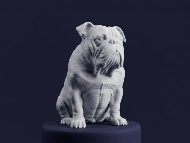 Realistic Bulldog Dog Figurine 3D Model