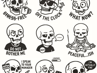 Funny Sarcastic Skulls – 9 Decorative Relief Designs for CNC