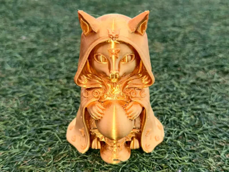 Mystic Witchcraft Meditating Cat Figurine with Arcane Sigil