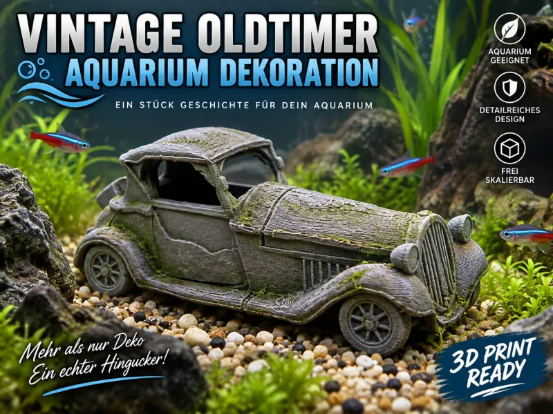 Coche clásico – Decoración para acuario | Decoración de coche vintage
