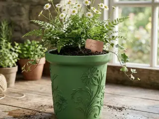 maceta sencilla con temática de flores