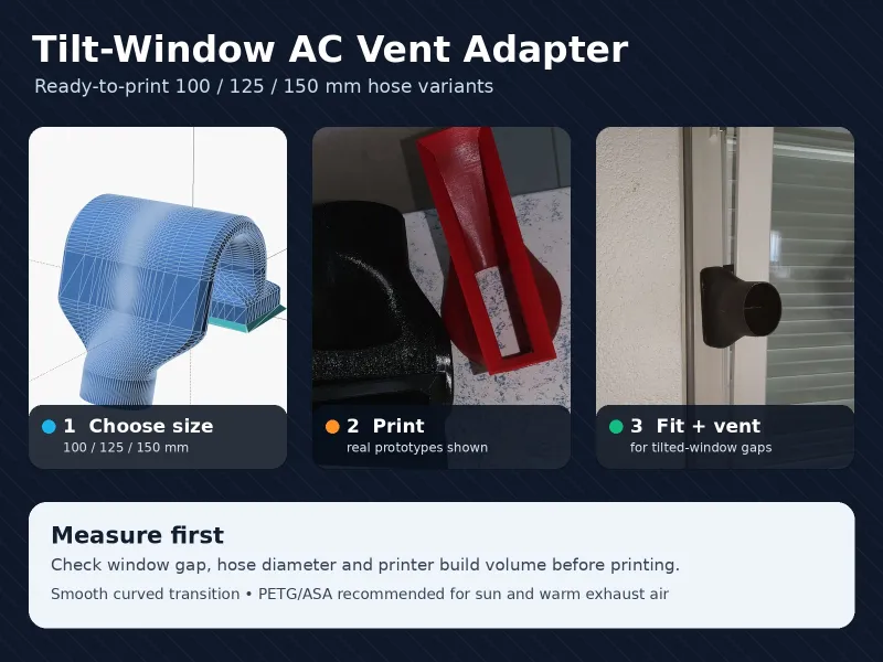 Tilt-Window AC Vent Adapter – 100/125/150 mm