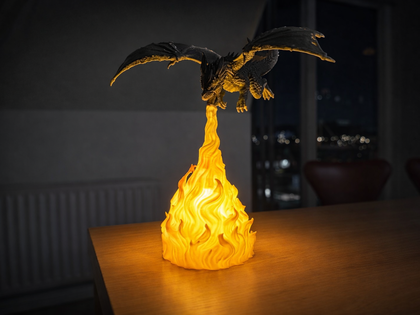 3D Printer Files | 3MF File | Flame Breath Dragon "Lamp" - DND miniature