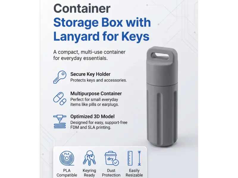 Storage Box ( container) with Lanyard for Keys