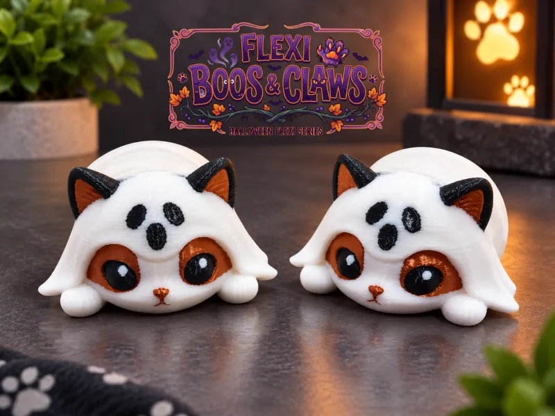 Ghost Cat Halloween Flexi - Flexi Boos & Claws