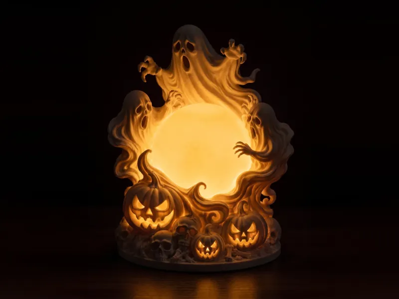 Haunted Ghost Moon Lamp – Halloween 3D Printable STL