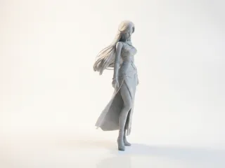 Dragon Dress Lady Fantasy Figurine 3D Printable