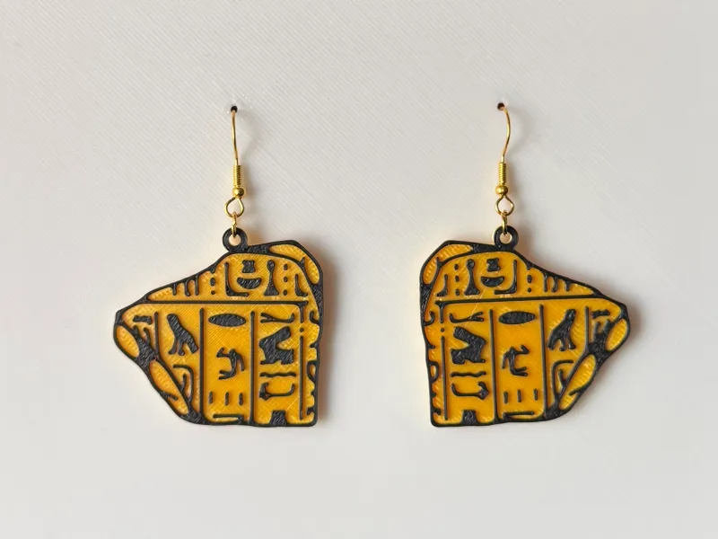 Egyptian - Earrings Hieroglyph Stone Ancient tablet