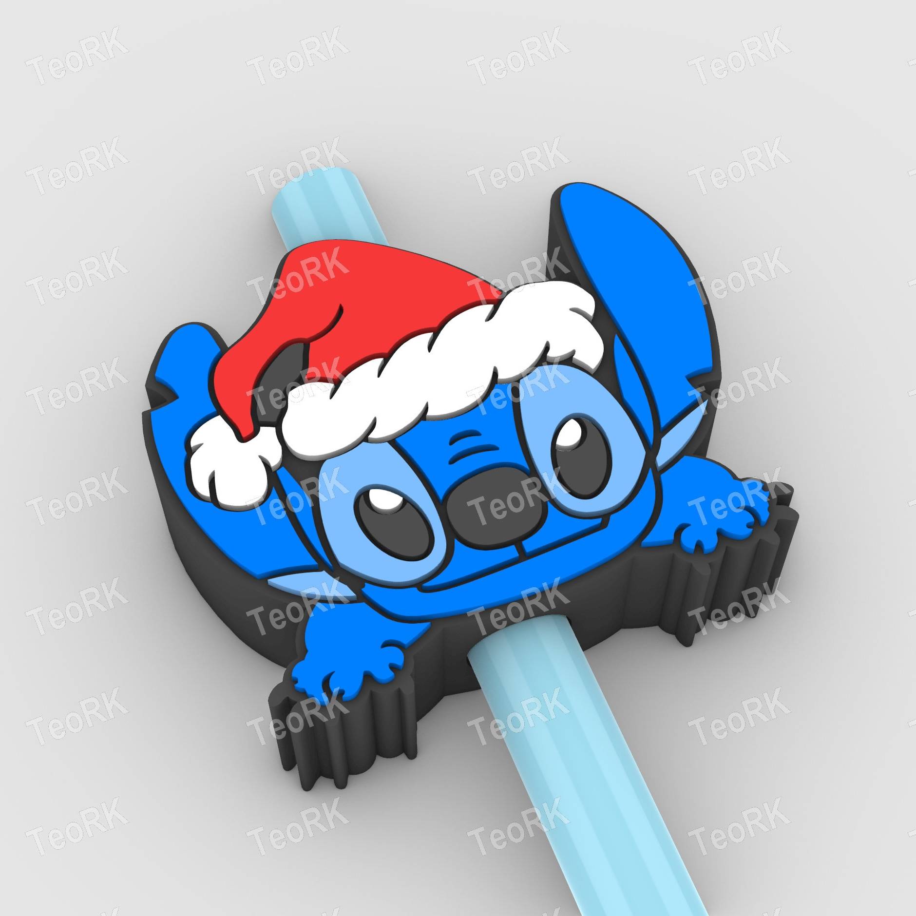 Straw Topper STITCH WITH CHRISTMAS HAT