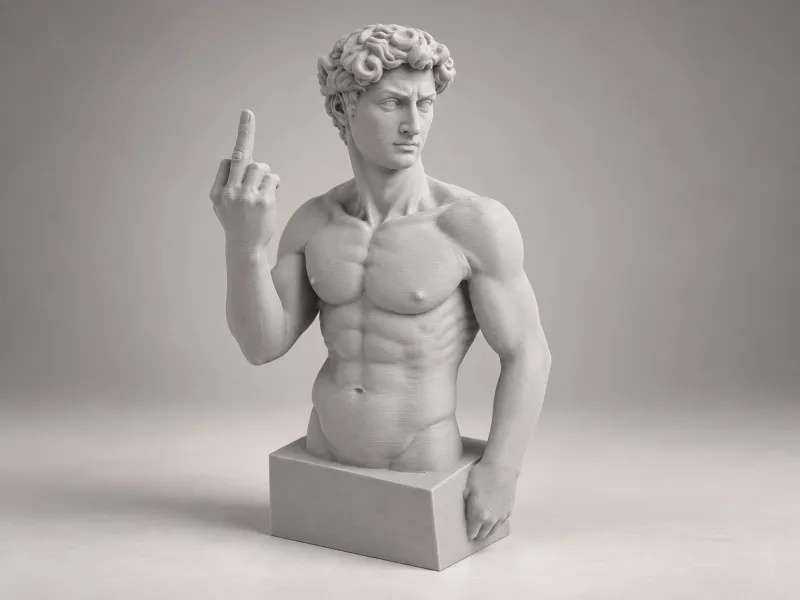 Busto di David con dito medio