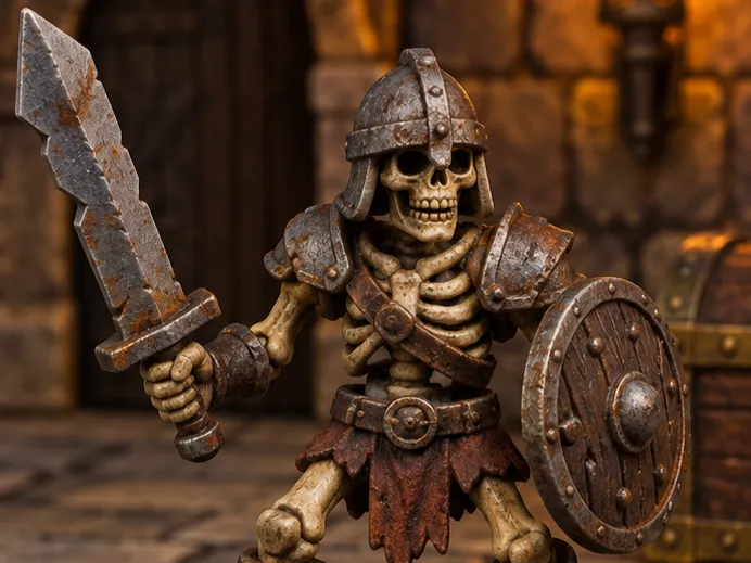 skelet met zwaard voor Heroquest, DSA of D&D