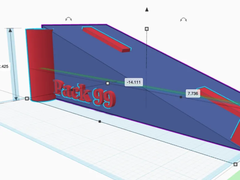 Pack 99 Trophy for Pinewood Derby with Flag holder