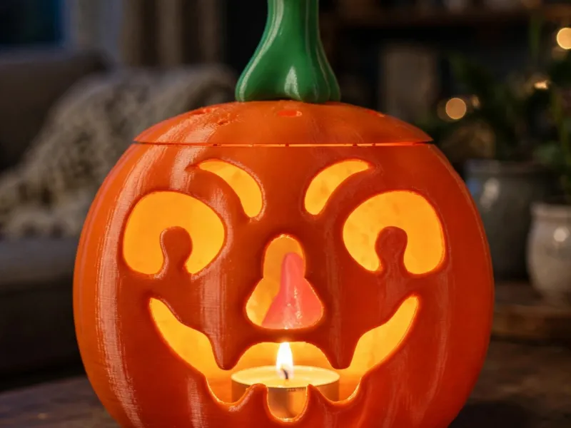 Suporte para Vela Tealight em Formato de Abóbora – Lanterna de Halloween