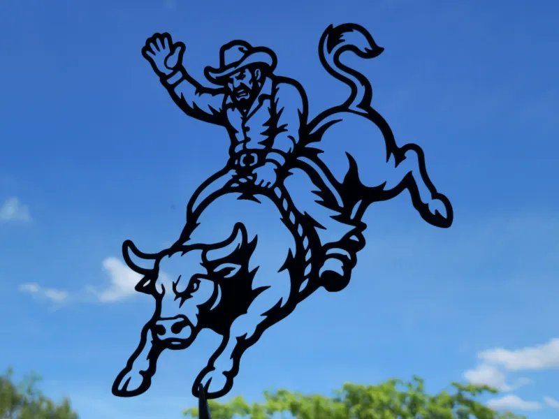 Arte de Pared 2D de Jinete de Toro Vaquero