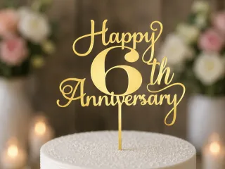 6th Anniversary Cake Topper