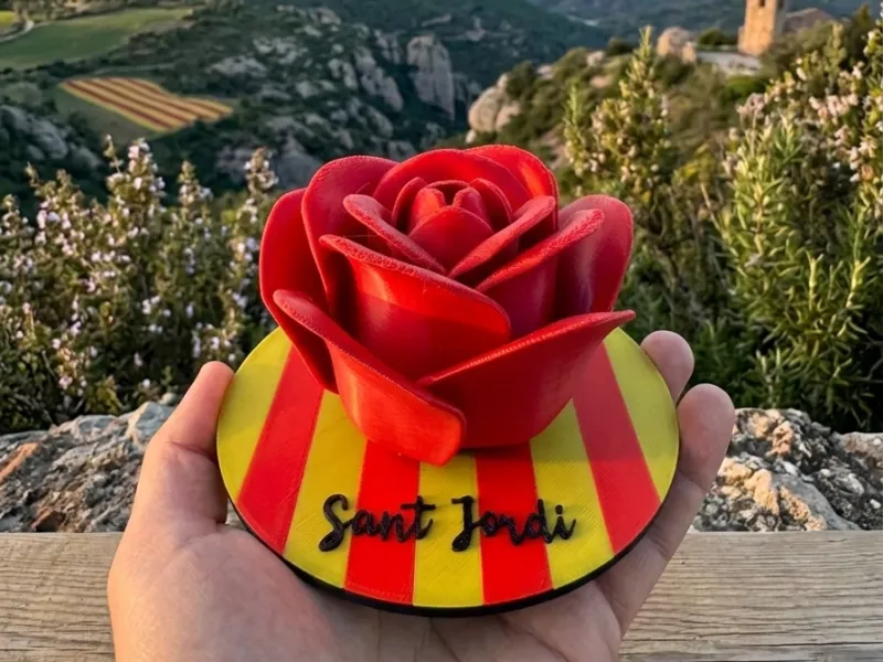 🌹 Sant Jordi Rose & Senyera Stand: Official Catalan Traditi