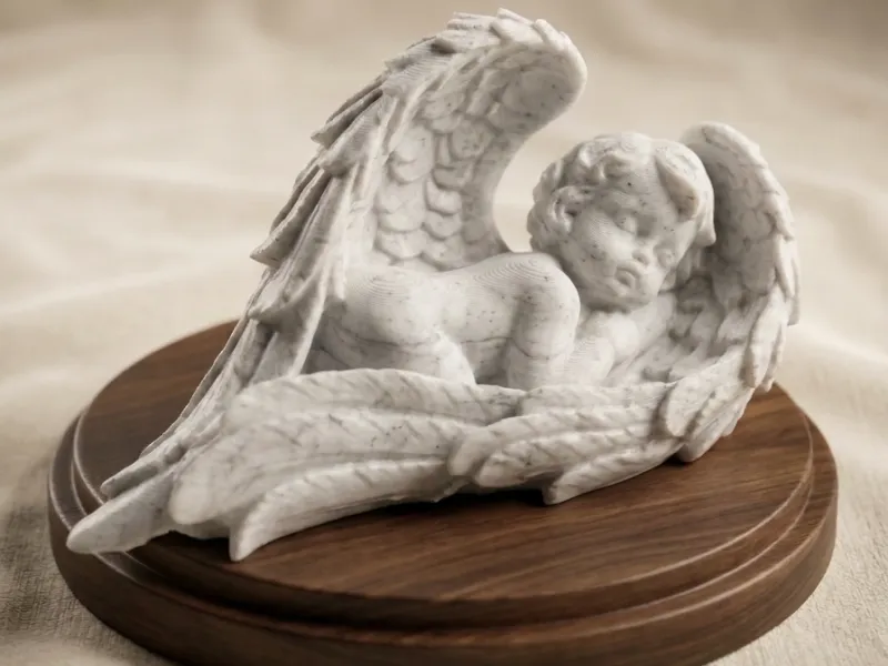 Slapende Baby Engel in Vleugels – Cherub Bewaker & Gedenkteken