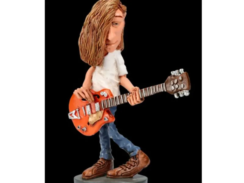 Stylized Cartoon Rock Guitarist Stone