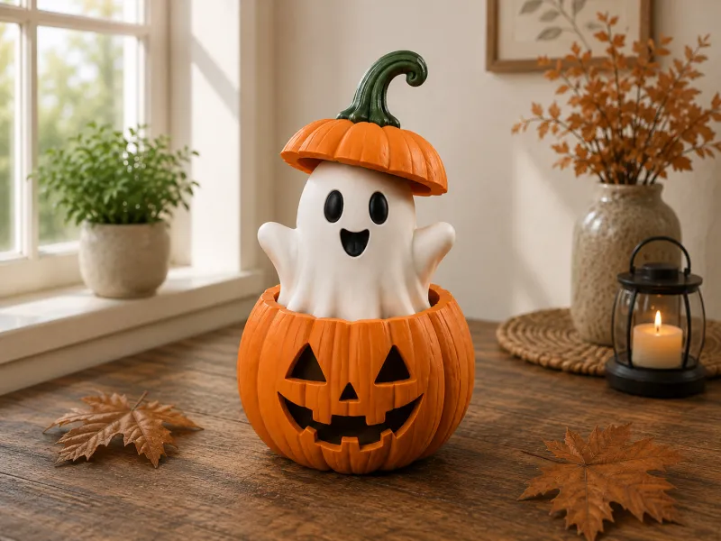 Cute Ghost in Pumpkin – Halloween Decor