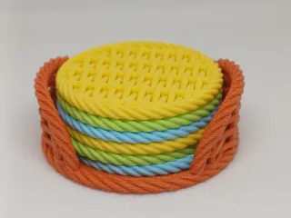 Set de Posavasos Tejidos con Soporte / Woven Coaster Set wit