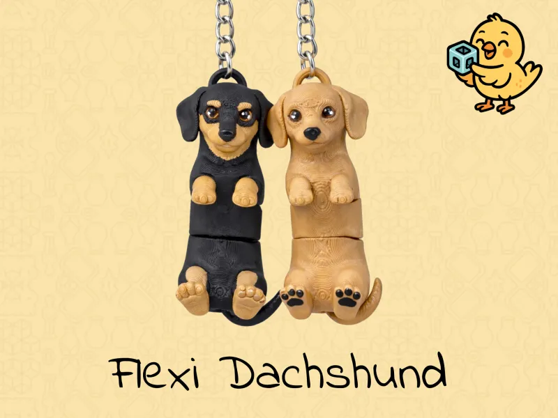 Chaveiro de Dachshund – Brinquedo de Cachorro Fofo Flexível Articulado