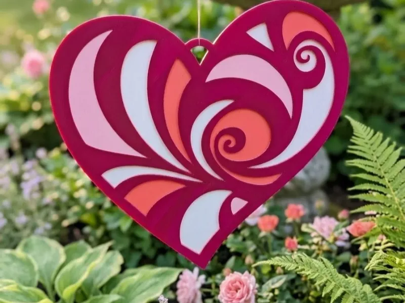 Abstract Swirl Heart – Mehrschichtige Wand- & Fensterdeko