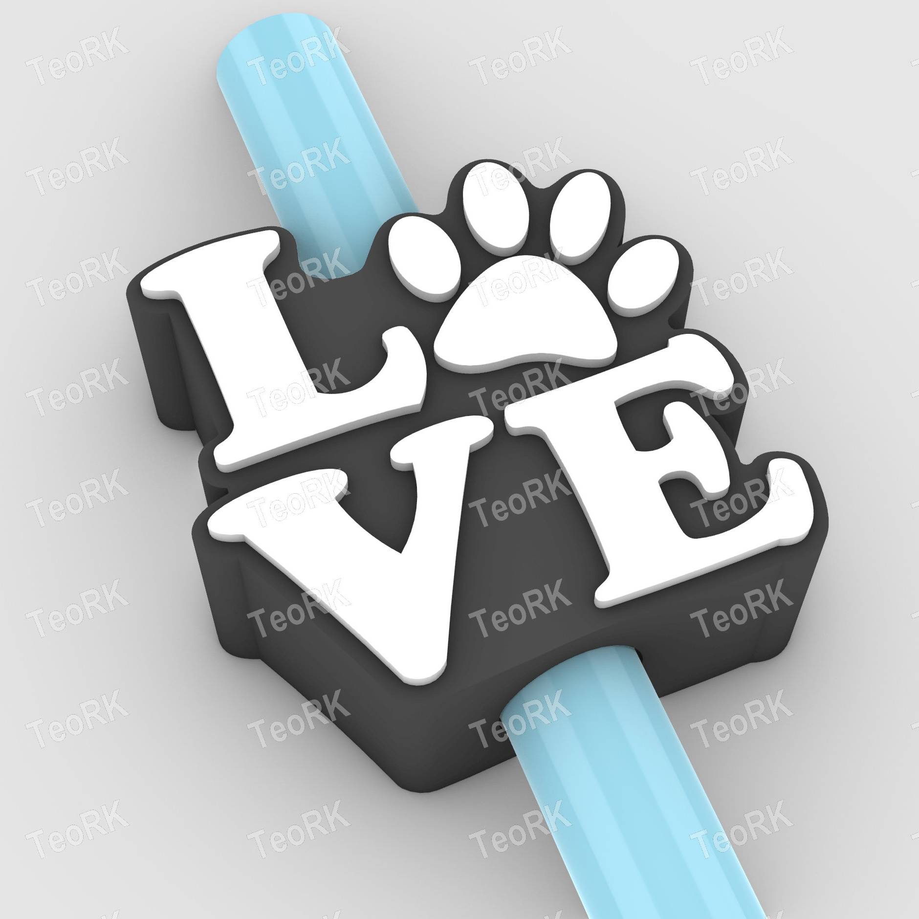 Straw Topper love dogs