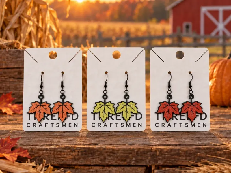 Knit Earrings Fall Leaves