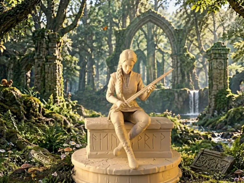 Sword Maiden – โมเดลแฟนตาซีขนาดย่อพิมพ์ 3D