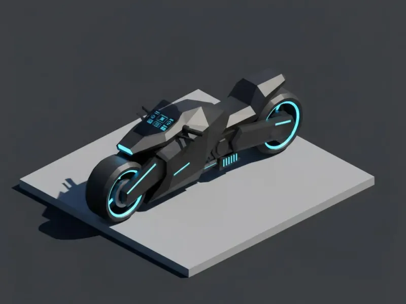 Motocyclette futuriste Low Poly