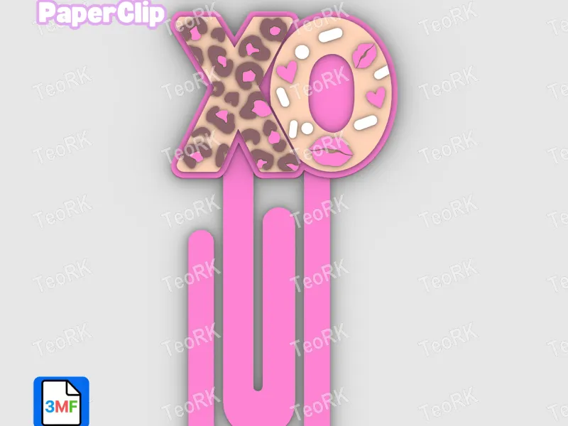 Paperclip xo kisses - bookmark