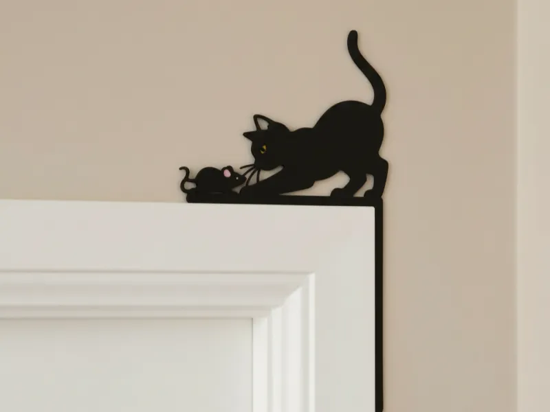 Decorazione per angolo della porta con gatto