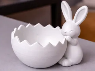 Cracked egg with bunny bowl