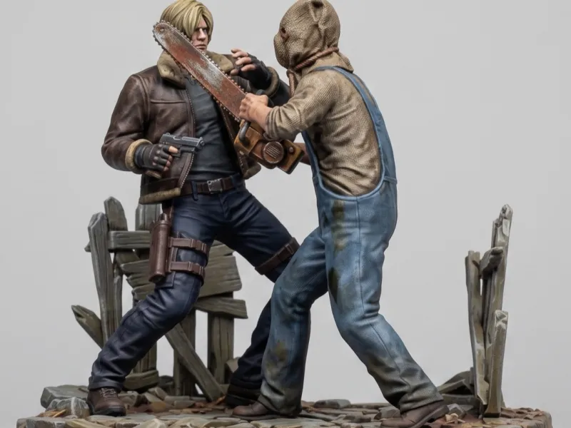 Diorama resident evil leon & dr.salvador