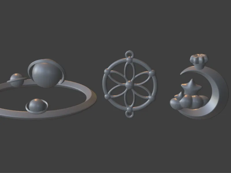Planet, star ring, moon, flower crown, decorative pendant