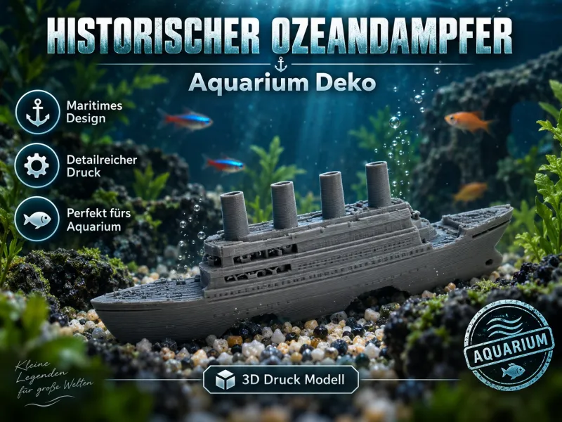 🚢 Historischer Ozeandampfer – Aquarium Deko