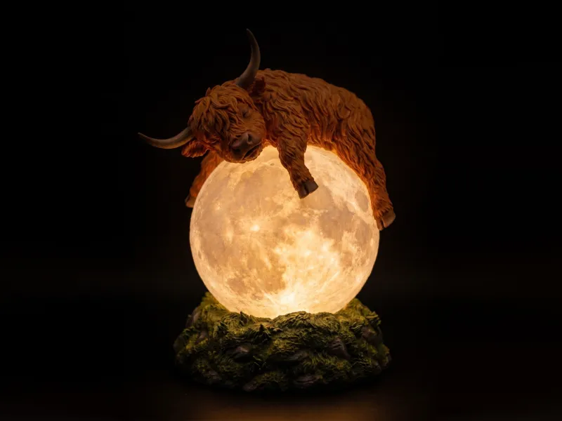 Fichier d'impression 3D de lampe lune vache des Highlands | Veilleuse rustique