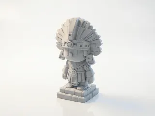 Chibi Aztec Warrior Figurine Cute Collectible 3D Printable